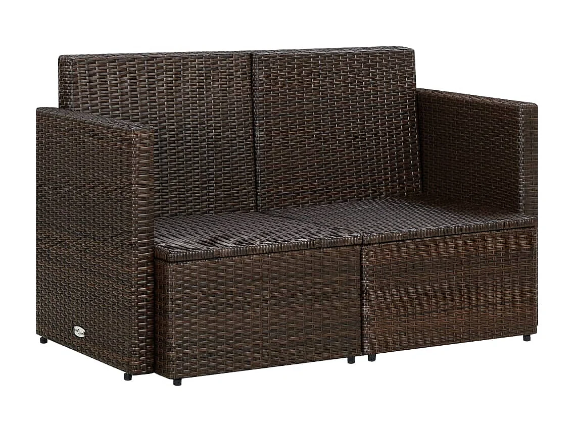 Canapé de jardin à 2 places avec coussins Marron Résine tressée