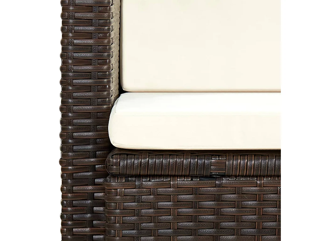 Canapé de jardin à 2 places avec coussins Marron Résine tressée