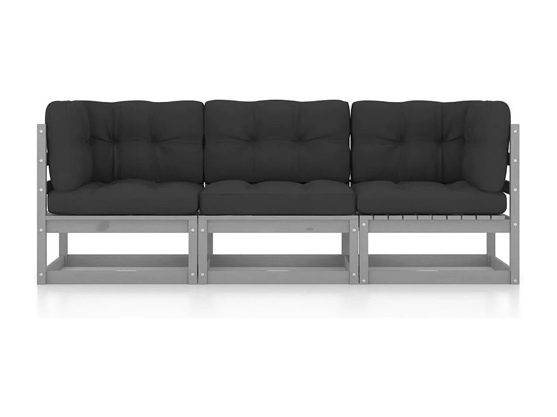 Divano da giardino a 3 posti con cuscini Legno di pino massiccio