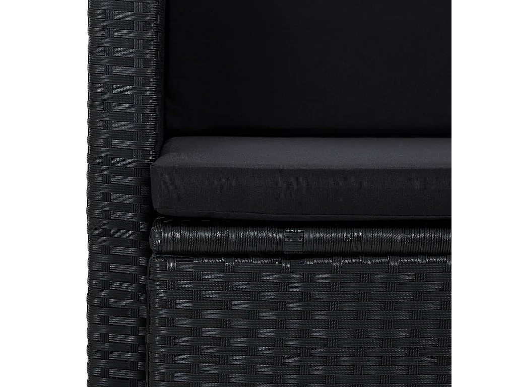 2-Sitzer-Gartensofa mit Kissen aus schwarzem Kunstharzgeflecht