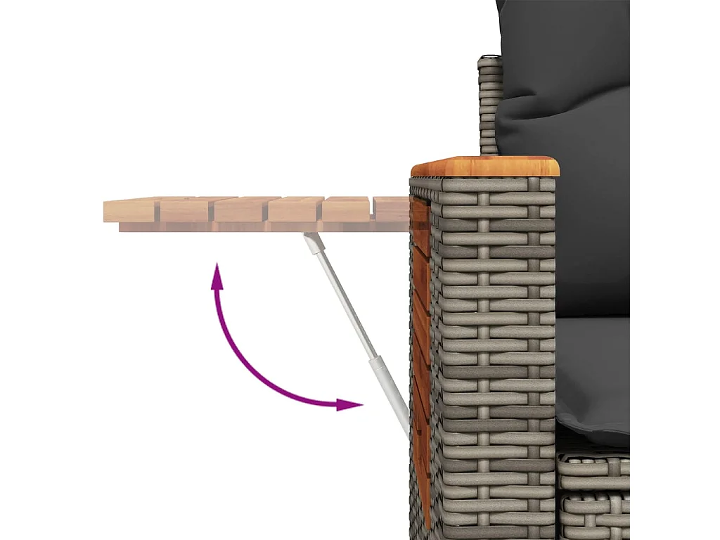 2-Sitzer-Gartensofa mit grauen geflochtenen Harzkissen