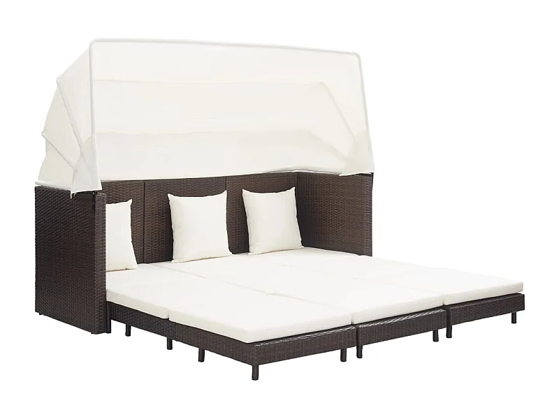 Sofá cama extensível de 3 lugares com teto Resina vime Castanho