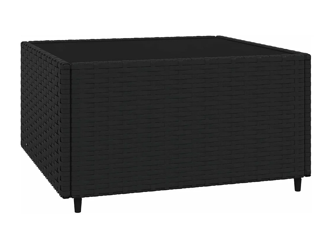 Mobili da giardino 4 pezzi con cuscini neri Vimini in resina