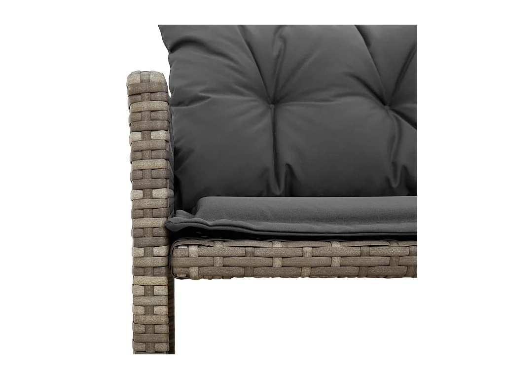 Canapé de jardin avec table et coussins en forme de L gris