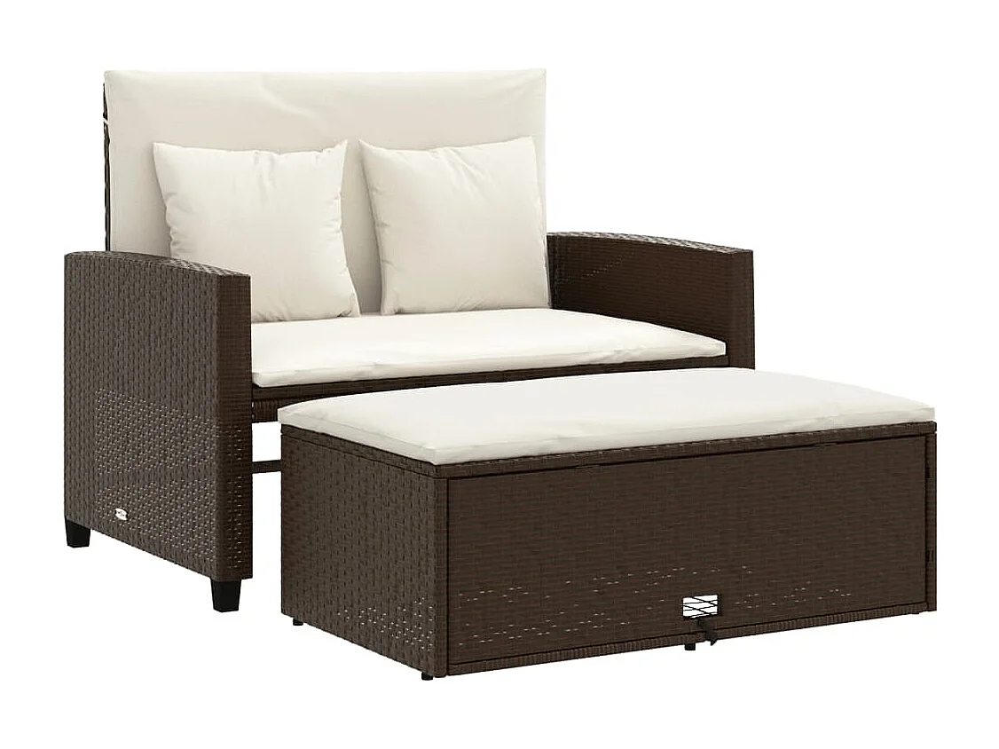 Gartensofa mit 2-Sitzer-Kissen aus braunem Kunstharzgeflecht