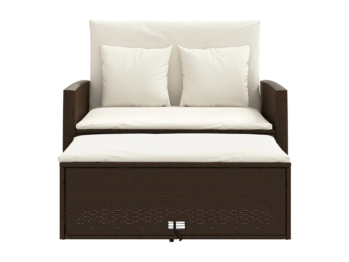 Gartensofa mit 2-Sitzer-Kissen aus braunem Kunstharzgeflecht