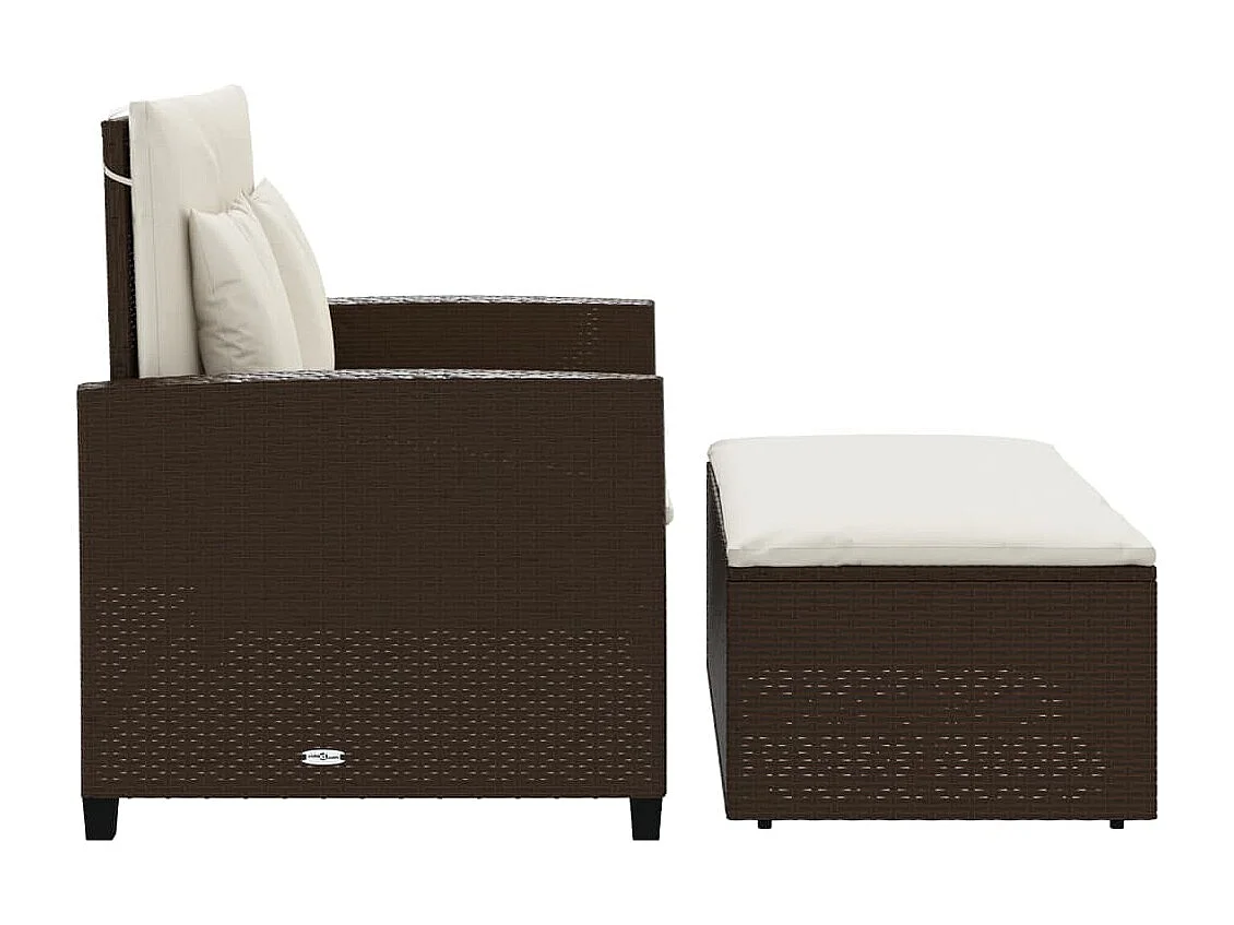 Gartensofa mit 2-Sitzer-Kissen aus braunem Kunstharzgeflecht