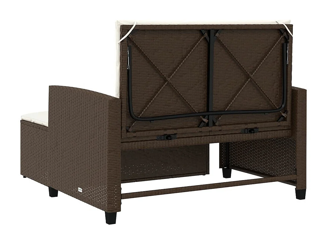 Gartensofa mit 2-Sitzer-Kissen aus braunem Kunstharzgeflecht