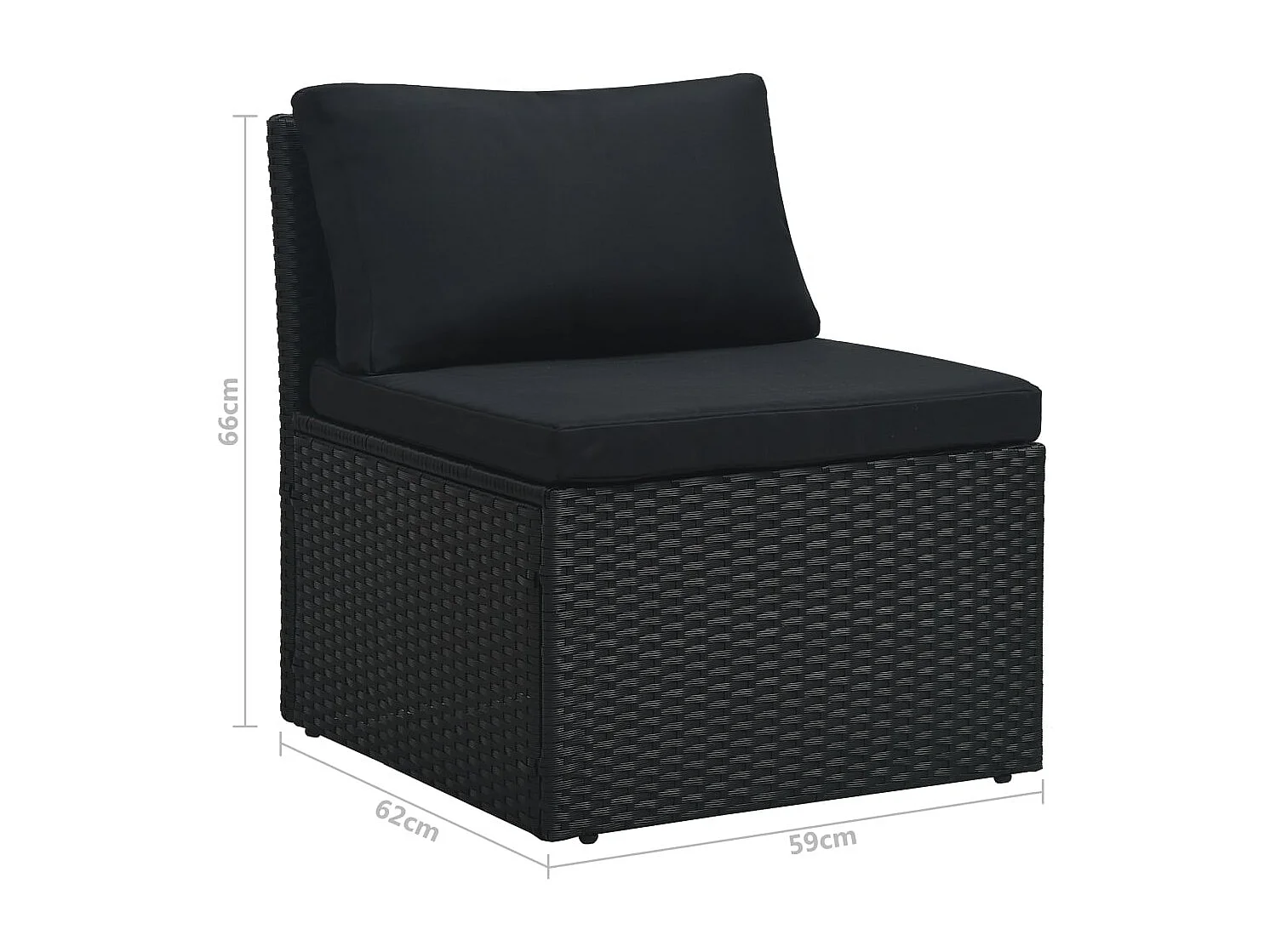 Salon de jardin 4 pcs avec coussins Résine tressée Noir