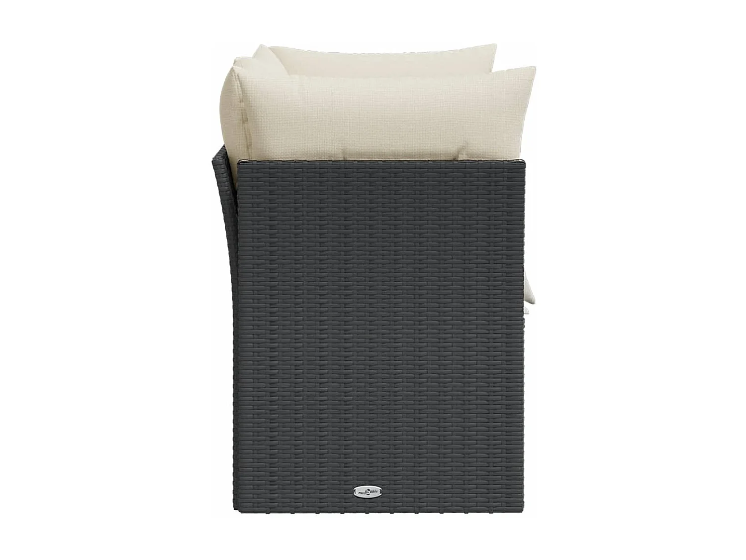 Gartensofa mit 2-Sitzer-Kissen, schwarzes Kunstharzgeflecht