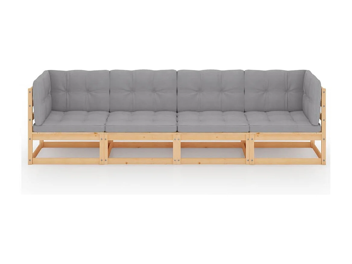 4-zits tuinbank met kussens Massief grenenhout