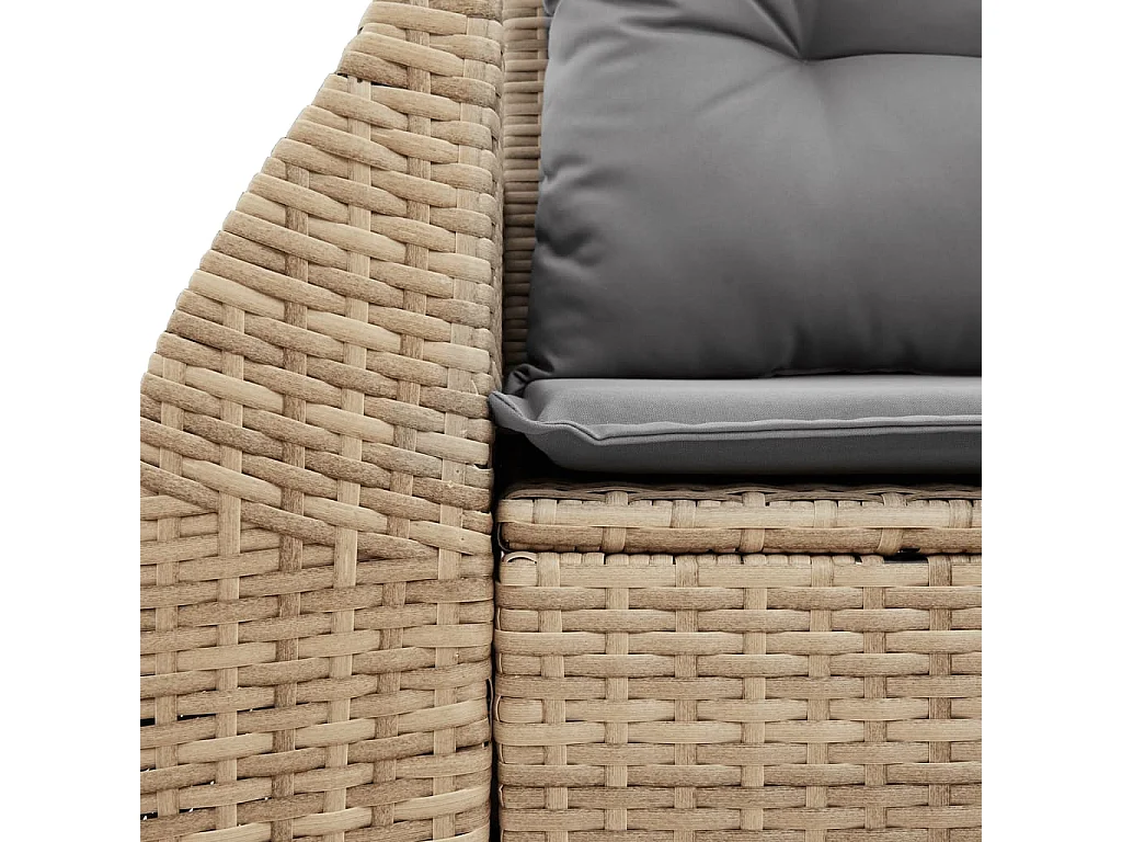 Canapé de jardin avec coussins 2 places beige résine tressée