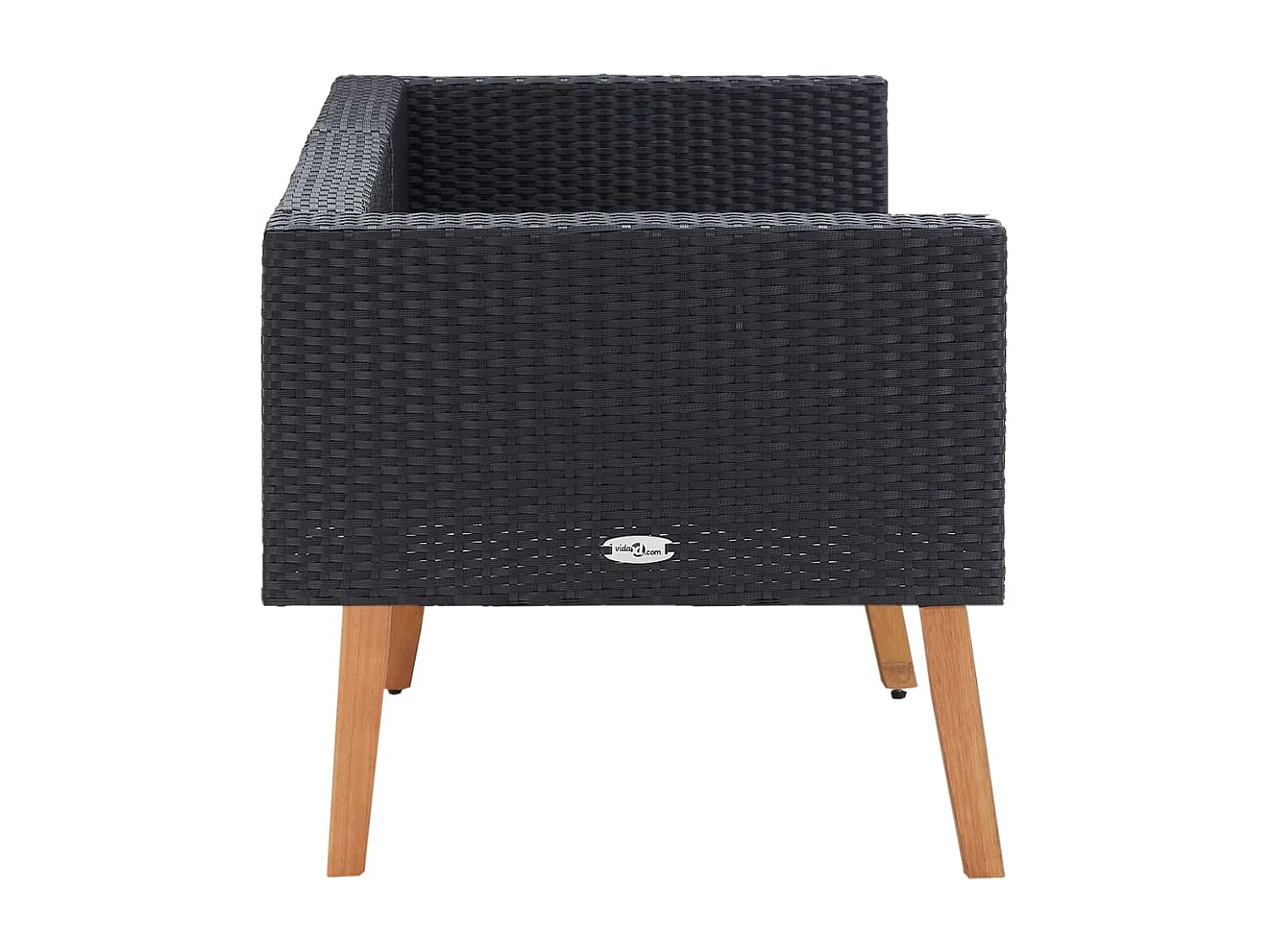 Sofá de jardim de 2 lugares com almofadas Resina vime Preto