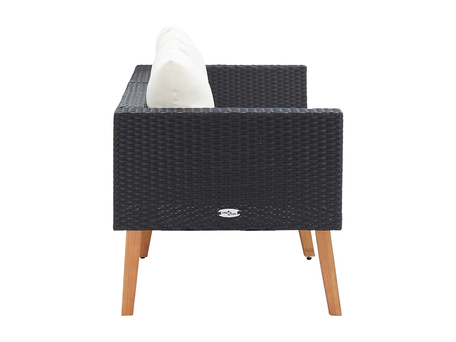 2-Sitzer-Gartensofa mit Kissen, Kunstharzgeflecht, Schwarz