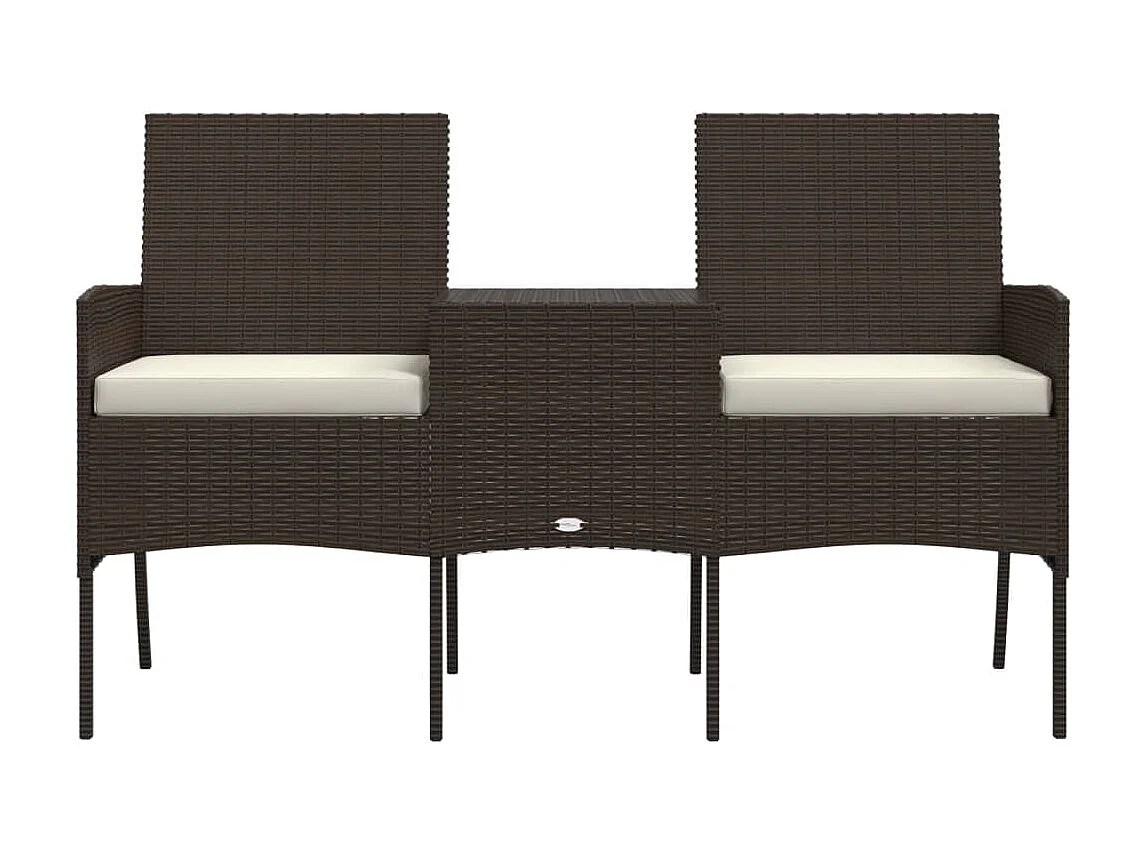 Canapé de jardin 2 places et table basse Résine tressée Marron