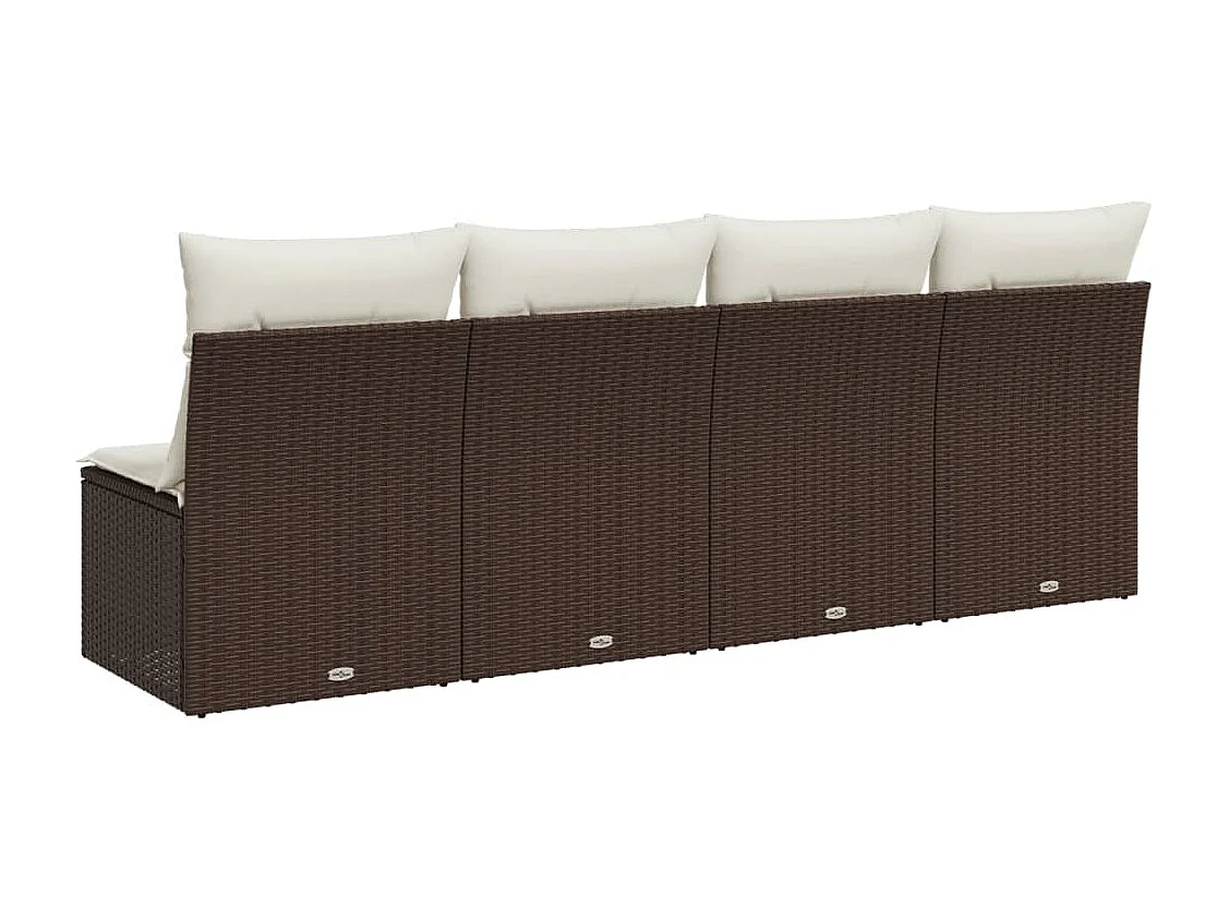 Gartensofa mit 4-Sitzer-Kissen aus braunem Kunstharzgeflecht