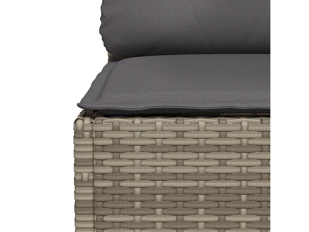 Gartensofa mit 3-Sitzer-Kissen aus grauem Kunstharzgeflecht