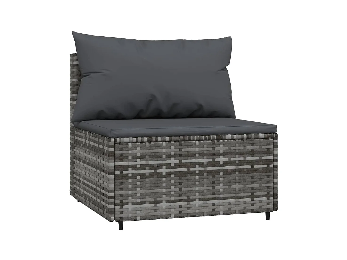 Salon de jardin 4 pcs avec coussins Gris Résine tressée