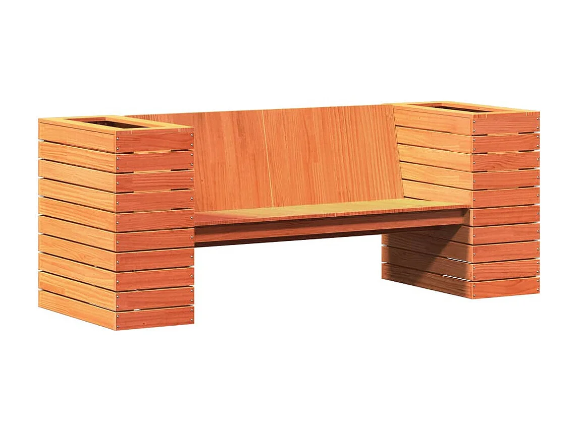 Panca con fioriere in cera marrone 167,5x60x65 cm in legno di pino massiccio