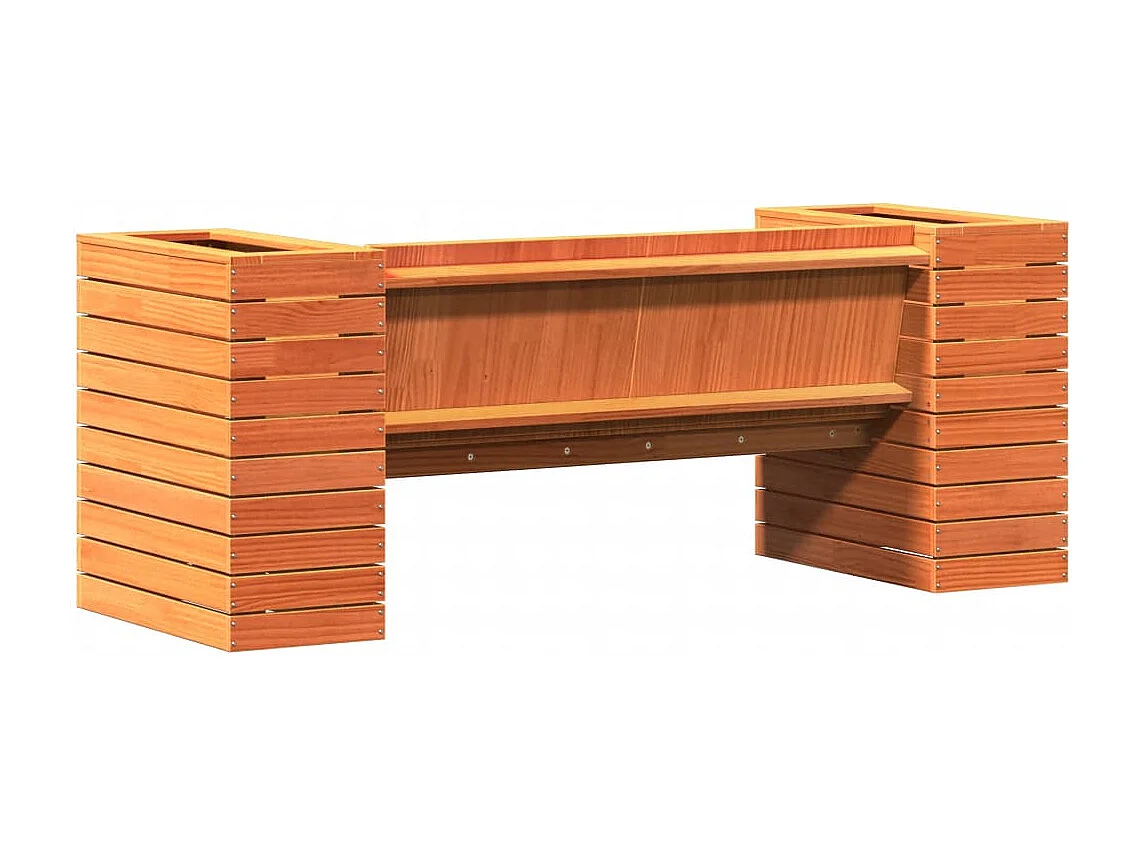 Panca con fioriere in cera marrone 167,5x60x65 cm in legno di pino massiccio