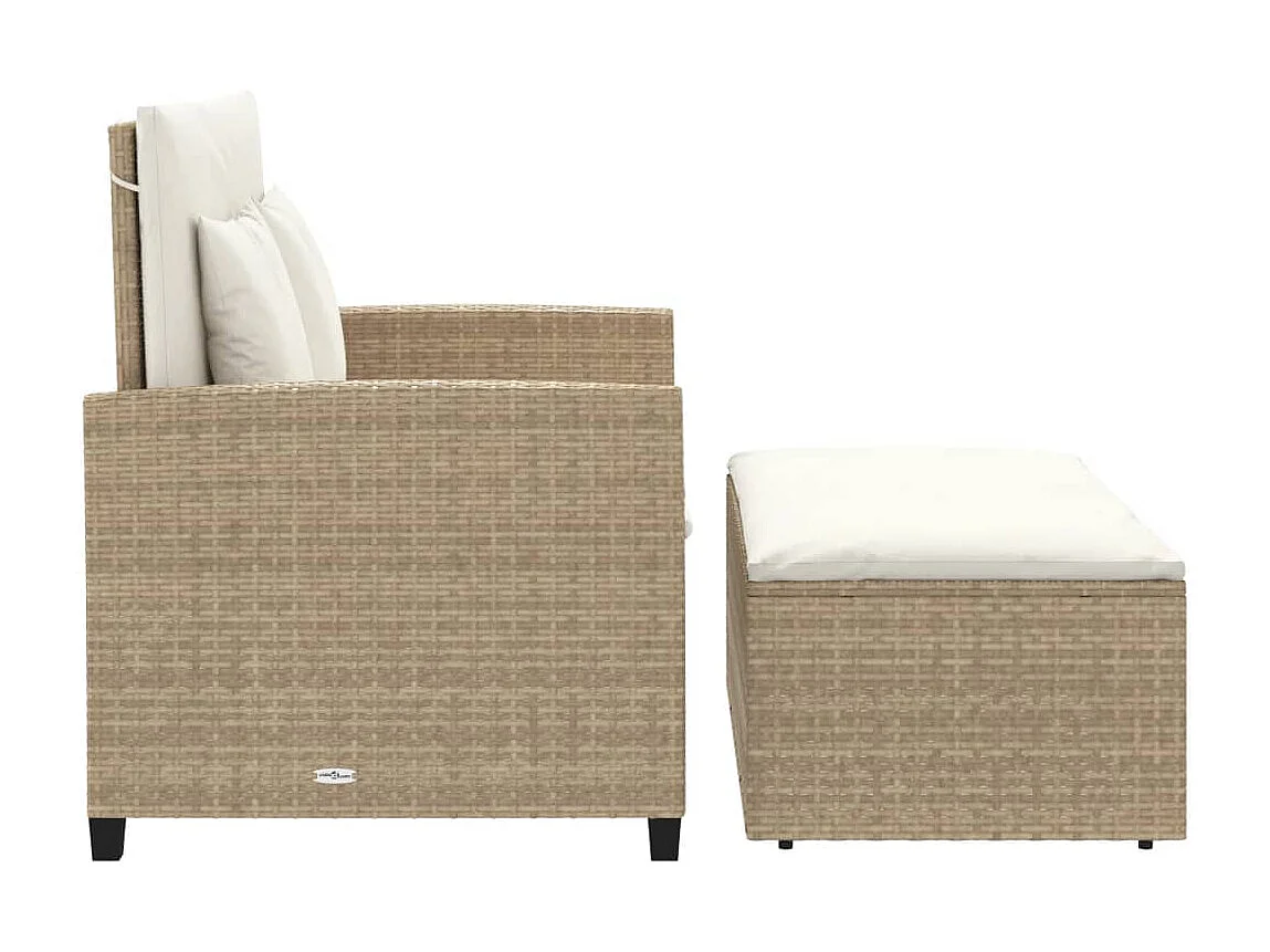 Tuinbank met 2-zits beige geweven harskussens