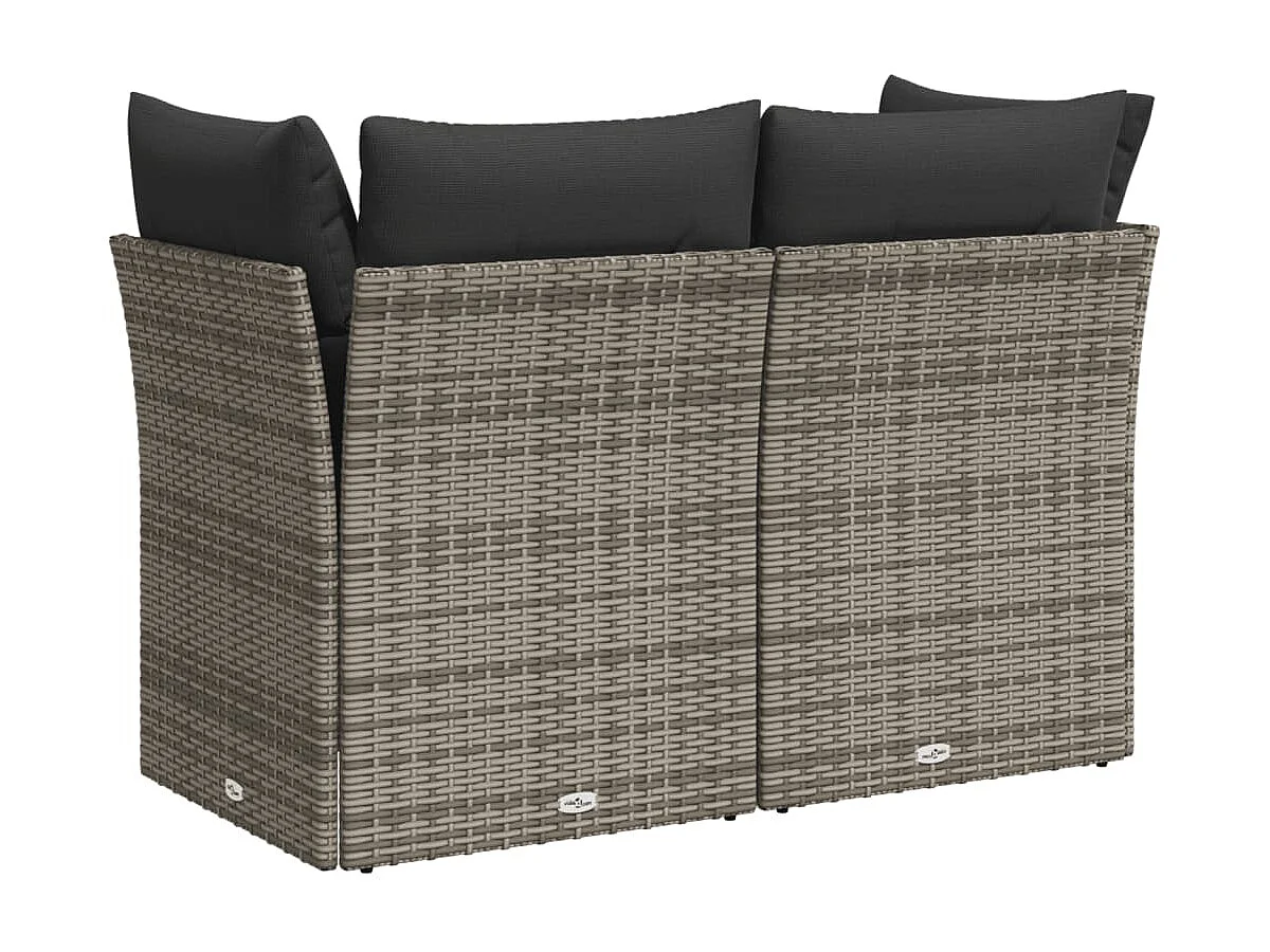 Canapé de jardin 2 places avec coussins gris résine tressée