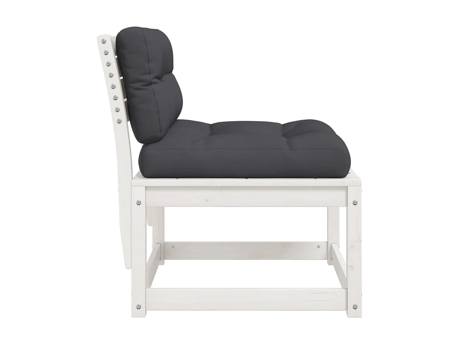 Divani da giardino con cuscini 2 pezzi in legno di pino massiccio bianco