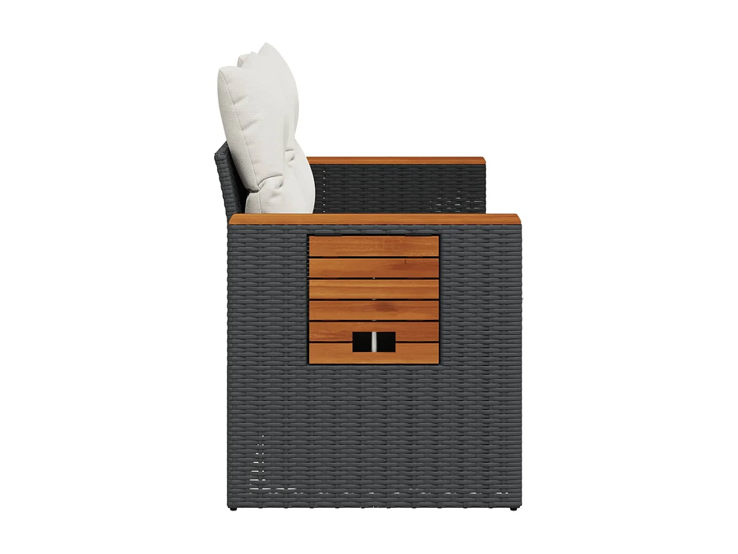 Canapé de jardin avec coussins 2 places noir résine tressée