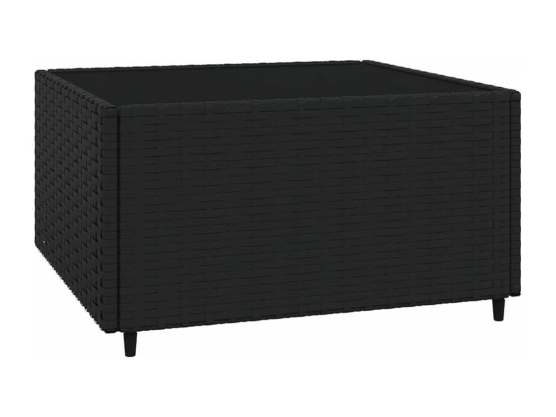 Mobili da giardino 4 pezzi con cuscini neri Vimini in resina