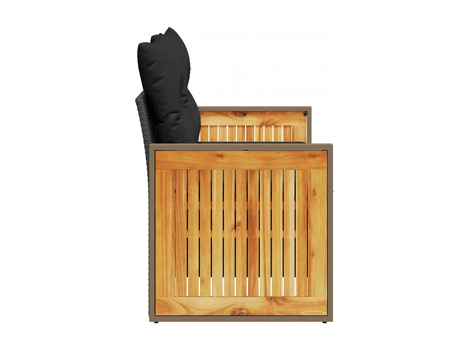 Gartensofa mit 2-Sitzer-Kissen, schwarzes Kunstharzgeflecht