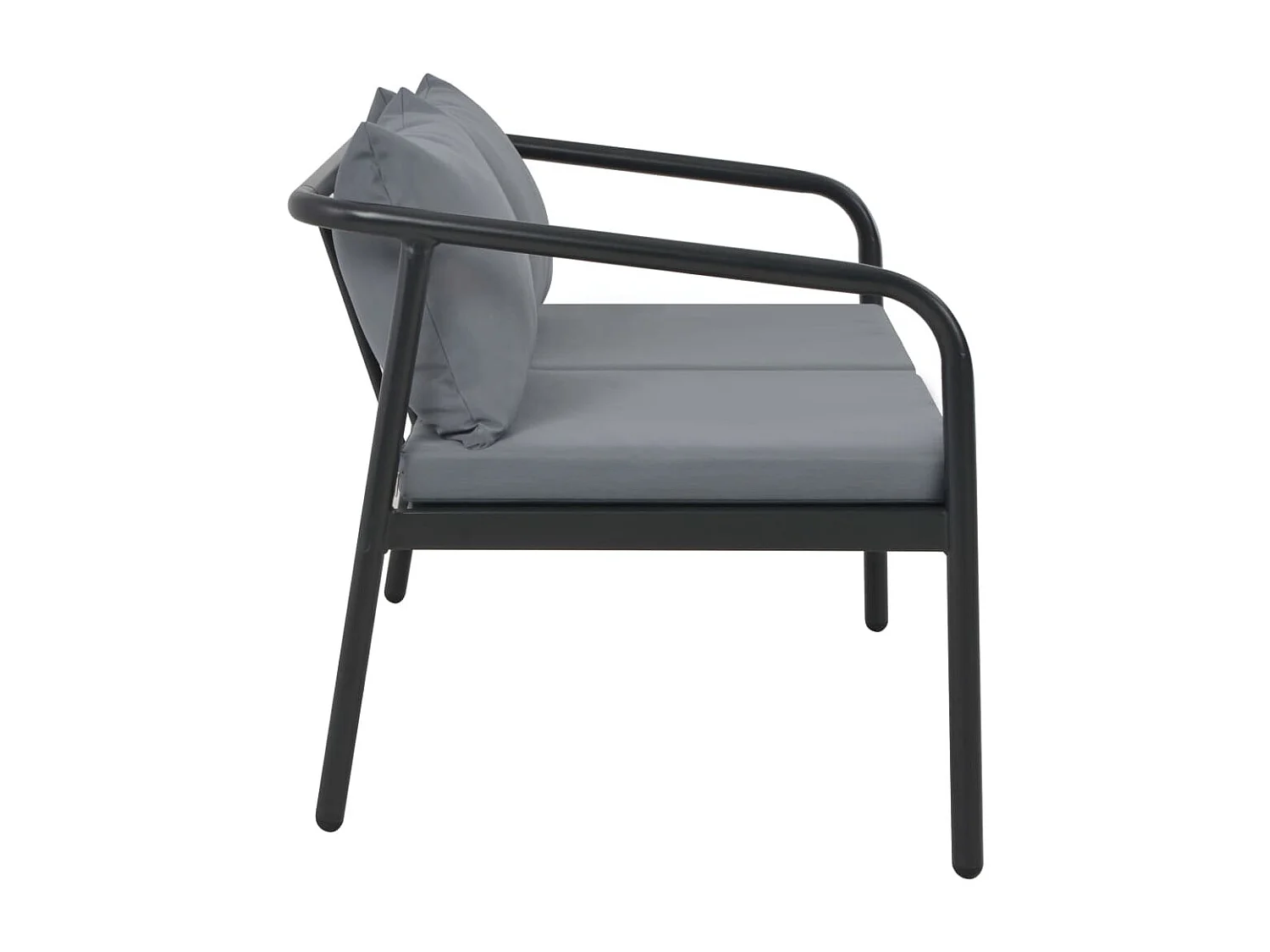 Canapé de jardin à 2 places avec coussins Gris Aluminium