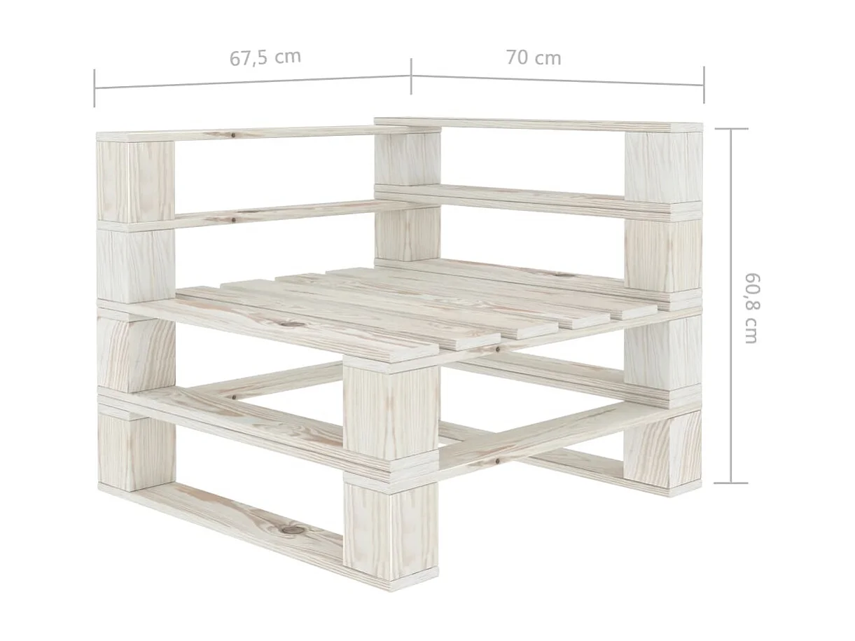 Canapé palette à 3 places de jardin Blanc Bois