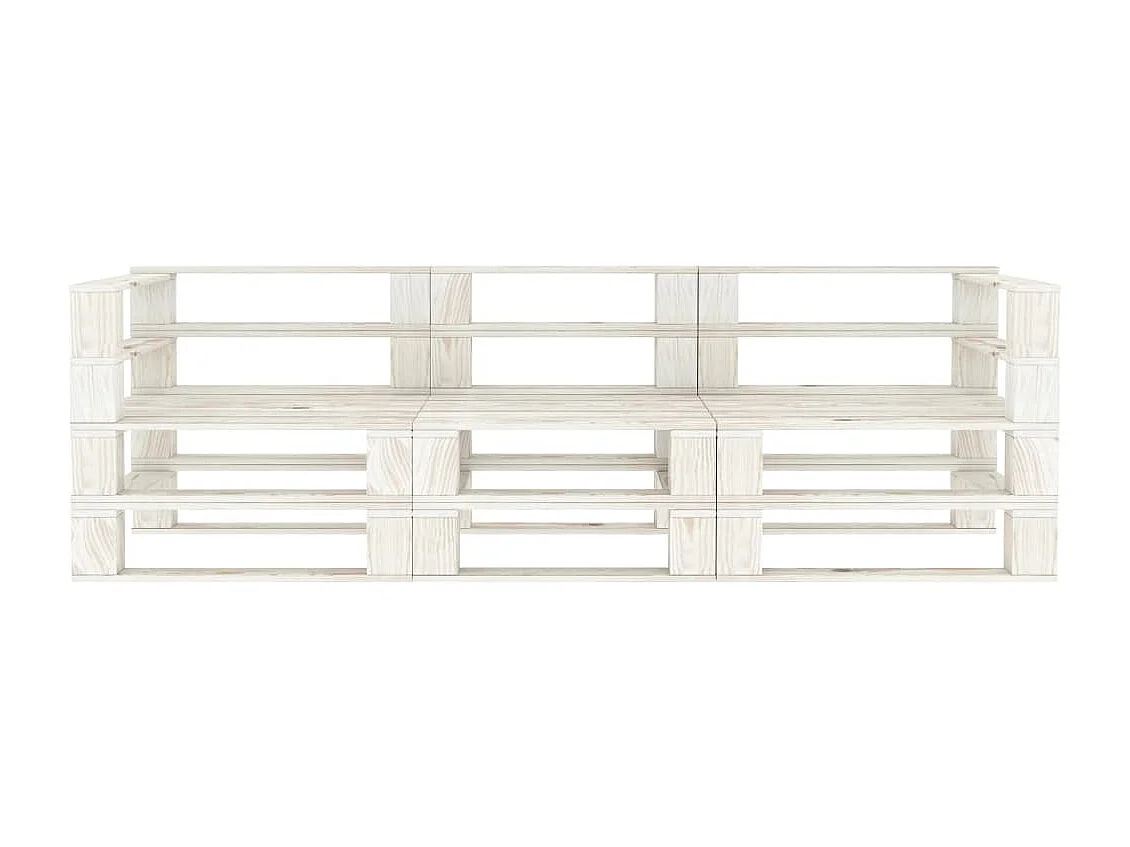 Canapé palette à 3 places de jardin Blanc Bois