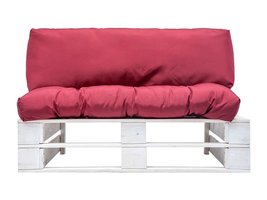 Canapé de jardin palette avec coussins rouge Pinède