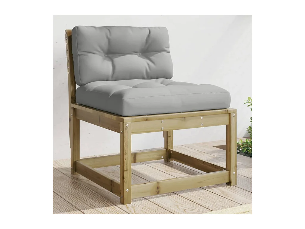 Canapé de jardin avec coussins bois de pin imprégné