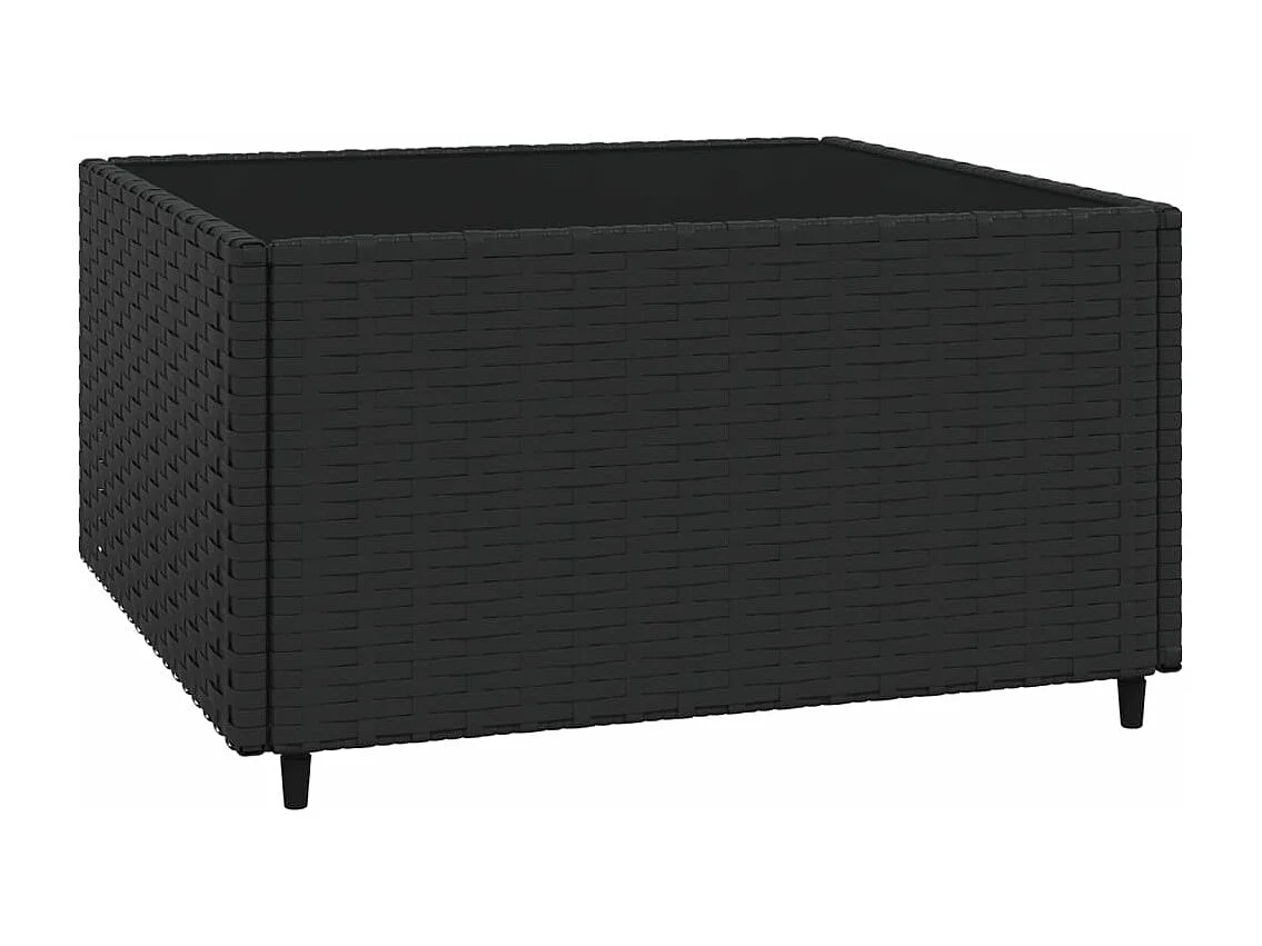 Salon de jardin 4 pcs avec coussins Noir Résine tressée