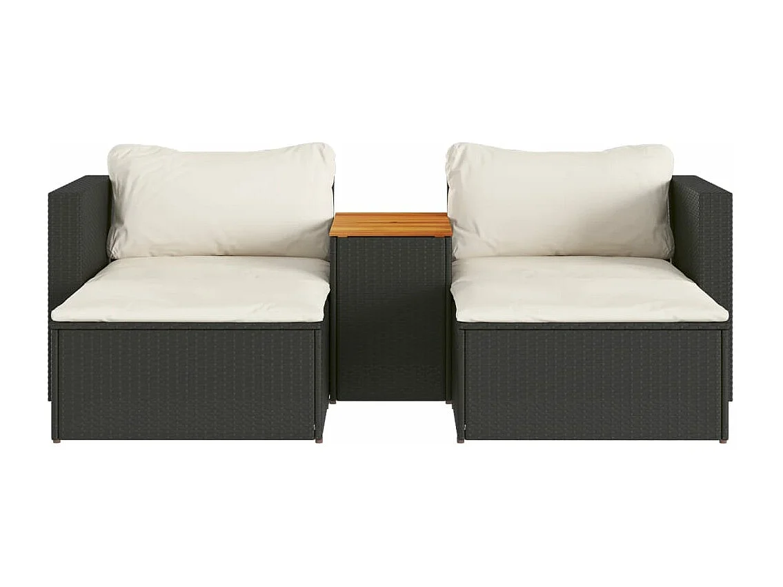 Mobili da giardino 5 pezzi con cuscini in resina intrecciata di acacia nera