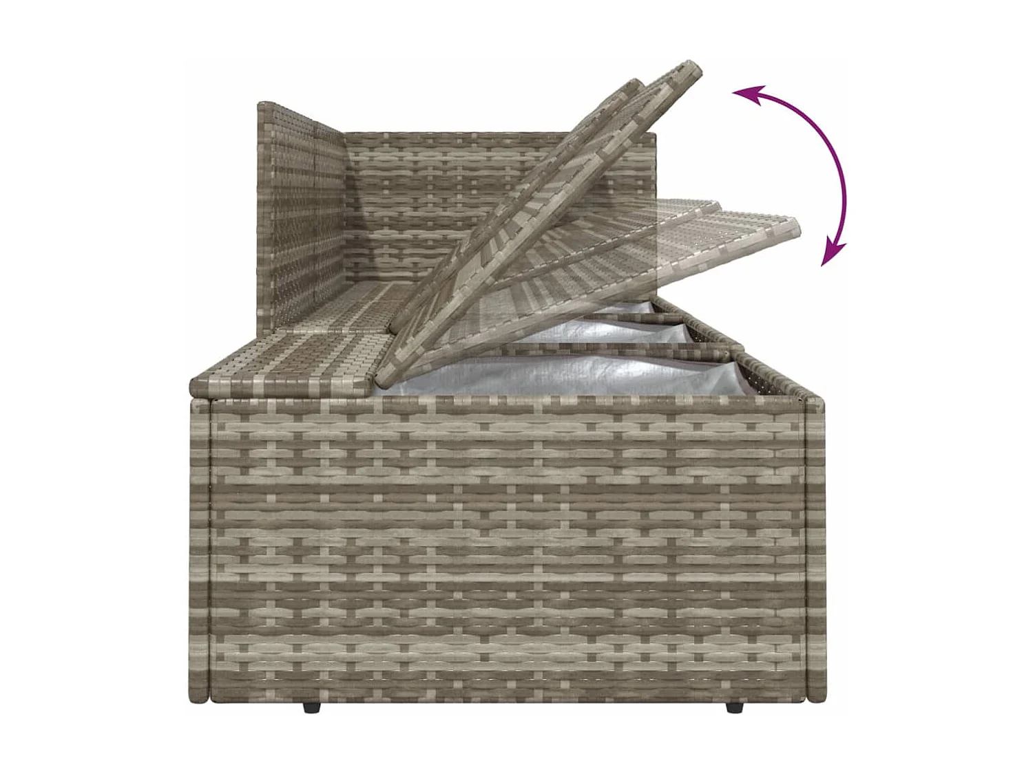 Salon de jardin 4 pcs avec coussins Gris Résine tressée