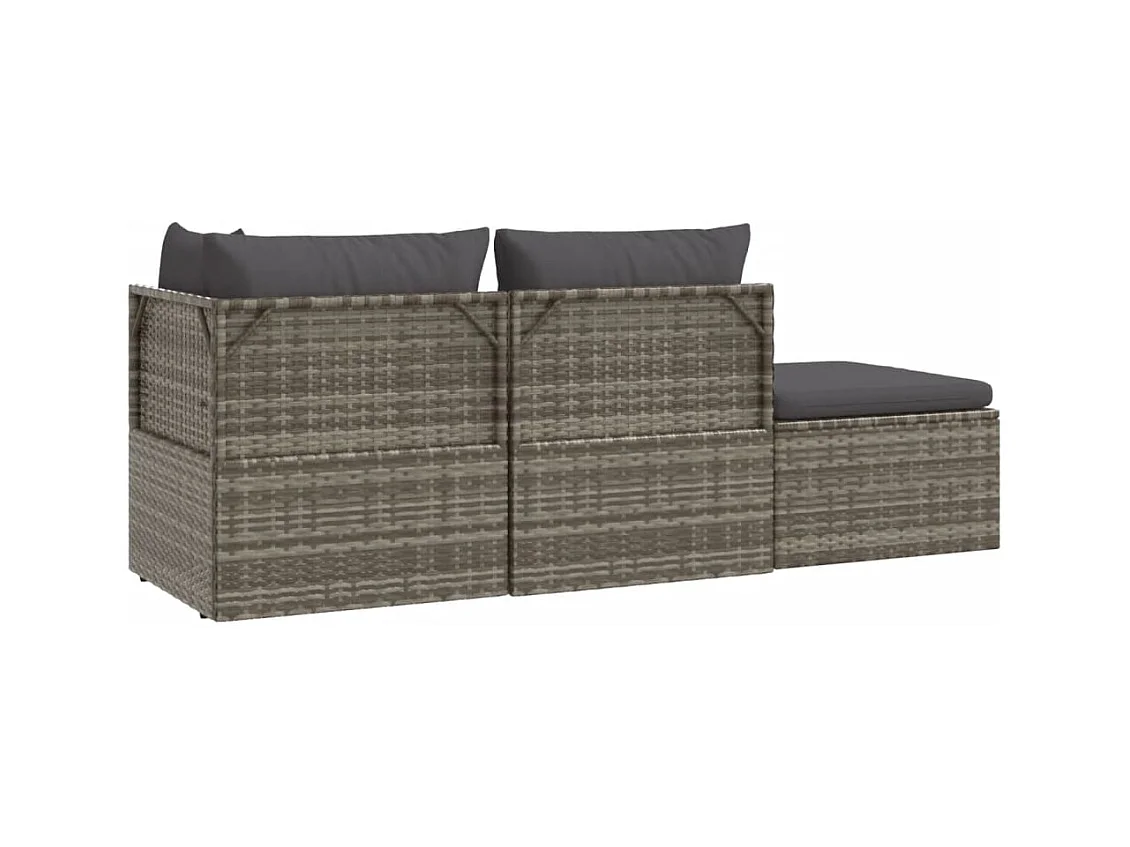 Salon de jardin 4 pcs avec coussins Gris Résine tressée