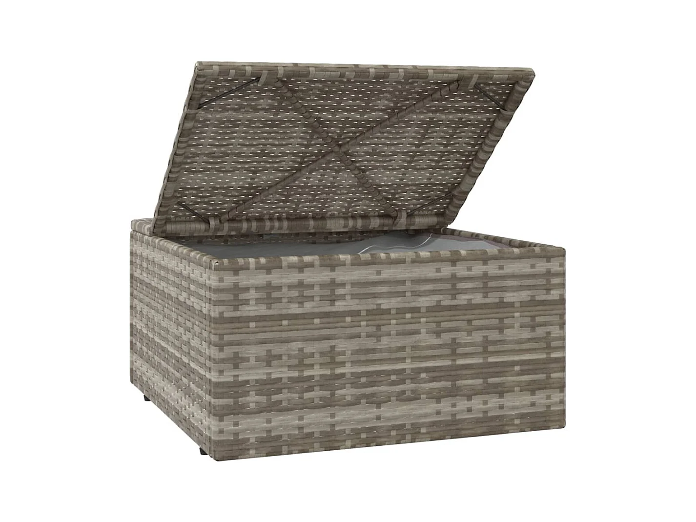 Salon de jardin 4 pcs avec coussins Gris Résine tressée