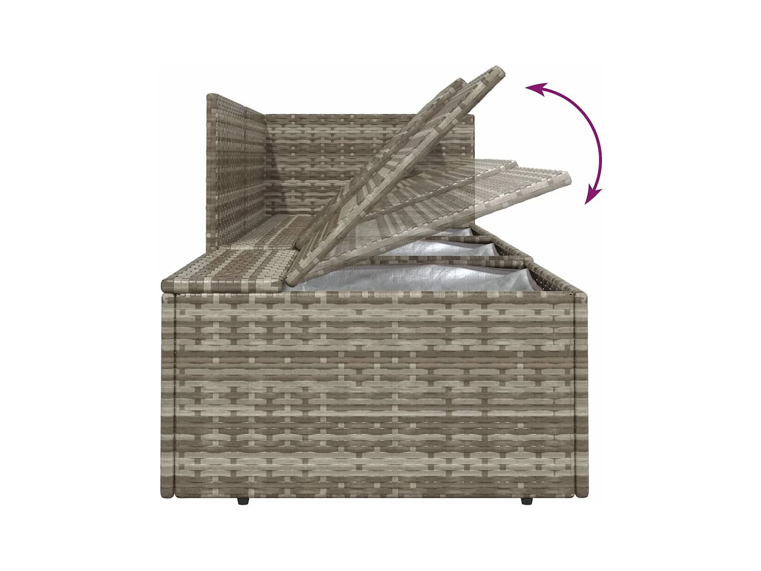 Salon de jardin 4 pcs avec coussins Gris Résine tressée