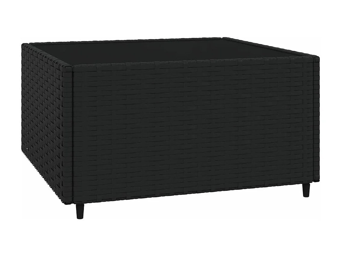 Muebles de jardín de 4 piezas con cojines negros de mimbre de resina.