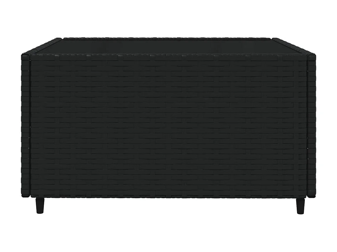 Muebles de jardín de 4 piezas con cojines negros de mimbre de resina.