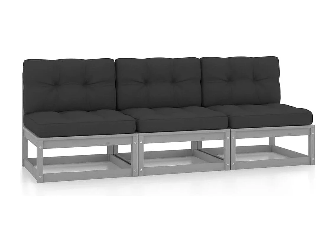 3-Sitzer-Sofa mit Kissen. Massives Kiefernholz
