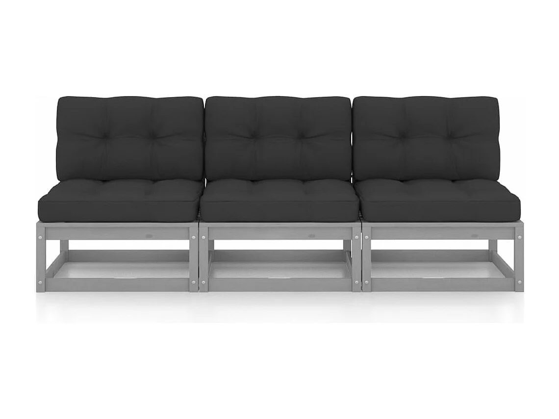 3-Sitzer-Sofa mit Kissen. Massives Kiefernholz