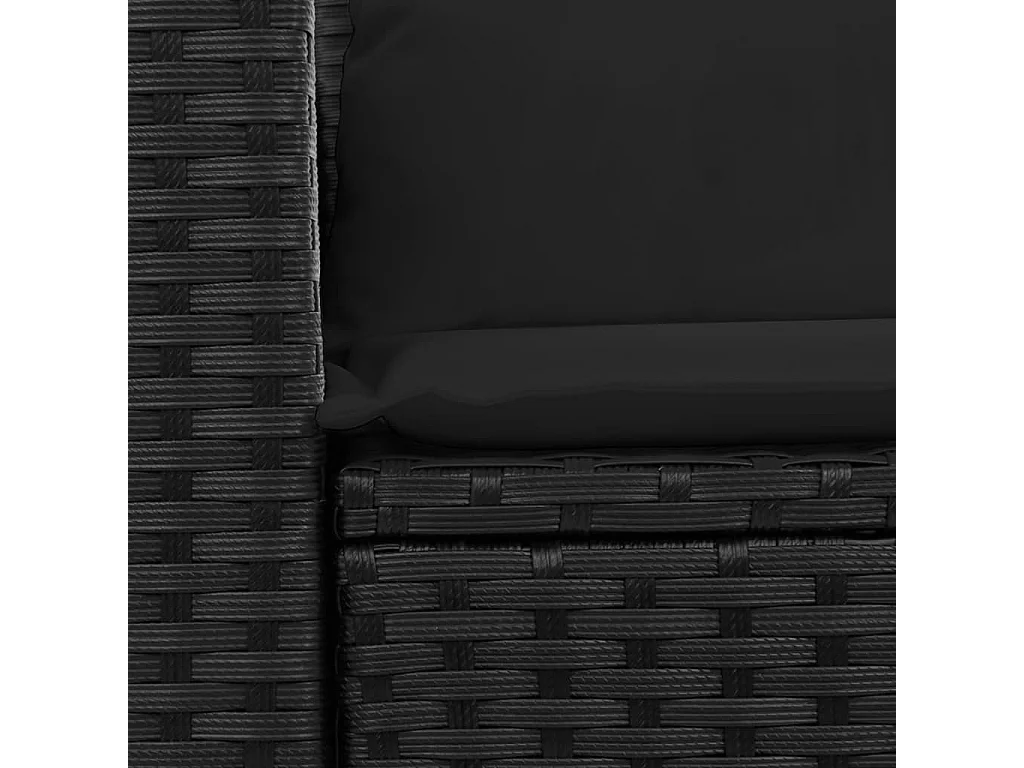 Sofá de jardim com almofadas de 2 lugares, resina tecida preta