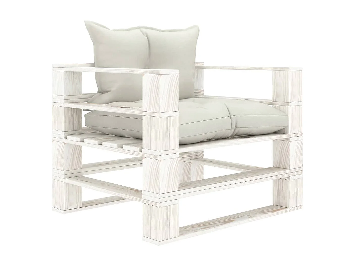 Sofá de jardín con palets y cojines beige Madera