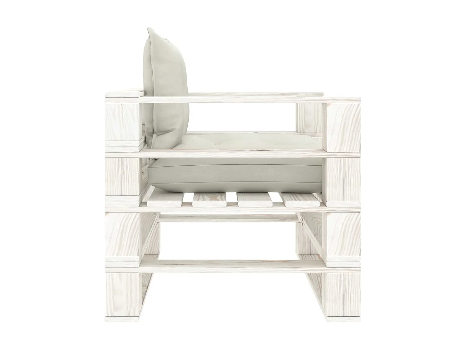 Sofá de jardín con palets y cojines beige Madera