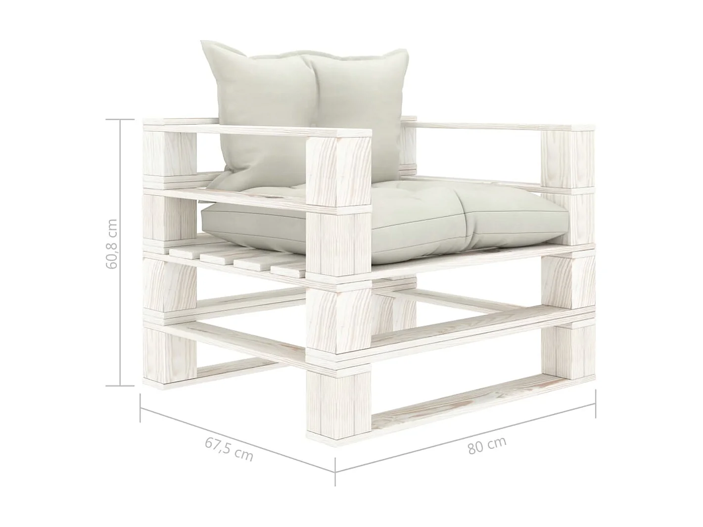 Sofá de jardín con palets y cojines beige Madera