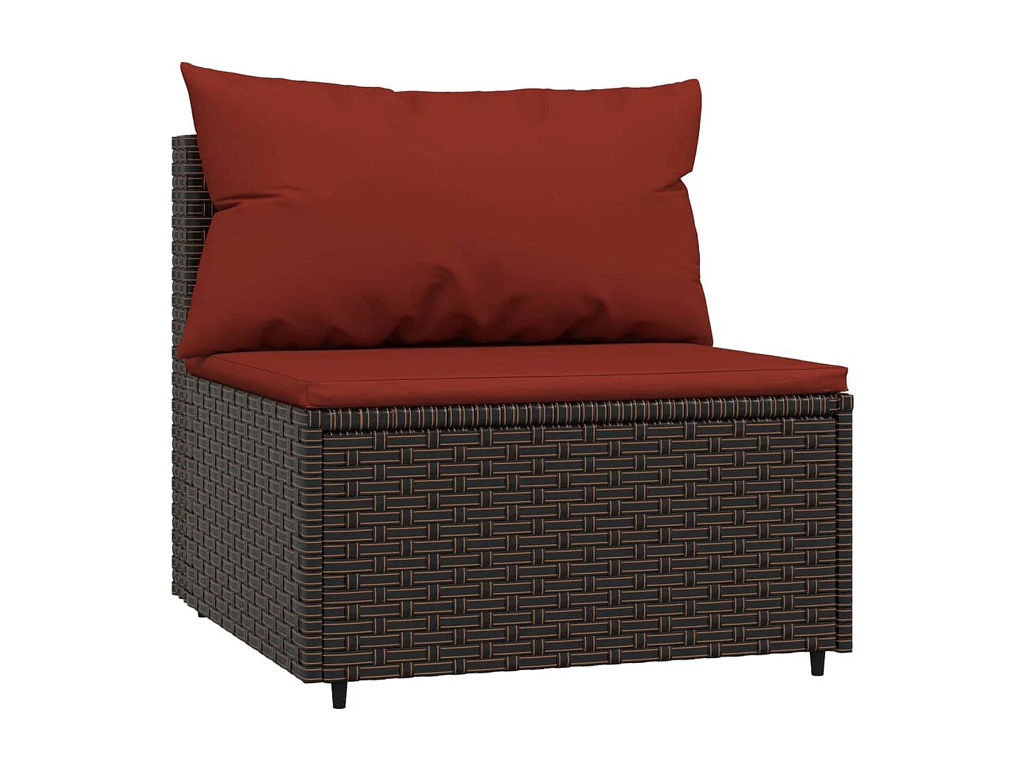 Salon de jardin 3 pcs avec coussins marron résine tressée